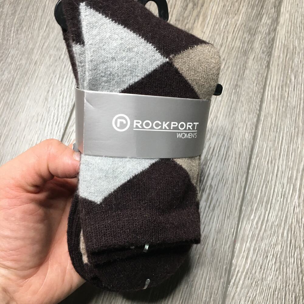 Rockport Womens One Size Brown 2 Pack Argyle Printed Winter Socks NWT